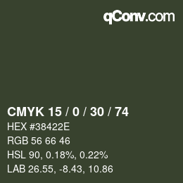 カラーコード: CMYK 15 / 0 / 30 / 74 | qconv.com