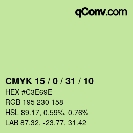 Color code: CMYK 15 / 0 / 31 / 10 | qconv.com