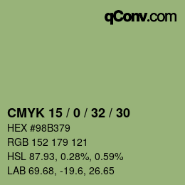 颜色代码: CMYK 15 / 0 / 32 / 30 | qconv.com