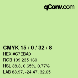 Color code: CMYK 15 / 0 / 32 / 8 | qconv.com