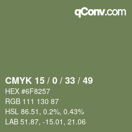 カラーコード: CMYK 15 / 0 / 33 / 49 | qconv.com