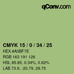 Color code: CMYK 15 / 0 / 34 / 25 | qconv.com