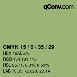 カラーコード: CMYK 15 / 0 / 35 / 29 | qconv.com