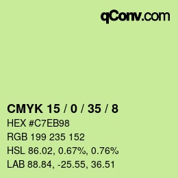 カラーコード: CMYK 15 / 0 / 35 / 8 | qconv.com