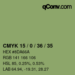 Farbcode: CMYK 15 / 0 / 36 / 35 | qconv.com