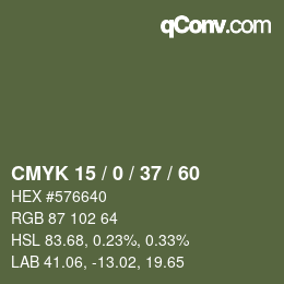 颜色代码: CMYK 15 / 0 / 37 / 60 | qconv.com