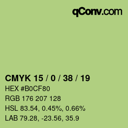 カラーコード: CMYK 15 / 0 / 38 / 19 | qconv.com