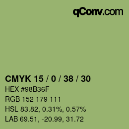 Farbcode: CMYK 15 / 0 / 38 / 30 | qconv.com