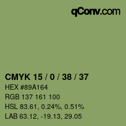 カラーコード: CMYK 15 / 0 / 38 / 37 | qconv.com