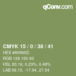 Farbcode: CMYK 15 / 0 / 38 / 41 | qconv.com