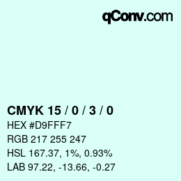 カラーコード: CMYK 15 / 0 / 3 / 0 | qconv.com