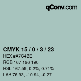 Color code: CMYK 15 / 0 / 3 / 23 | qconv.com