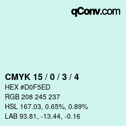 カラーコード: CMYK 15 / 0 / 3 / 4 | qconv.com