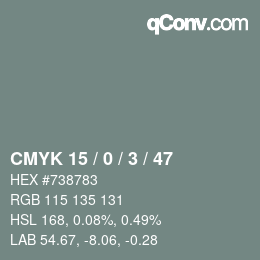 Código de color: CMYK 15 / 0 / 3 / 47 | qconv.com