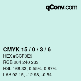 カラーコード: CMYK 15 / 0 / 3 / 6 | qconv.com