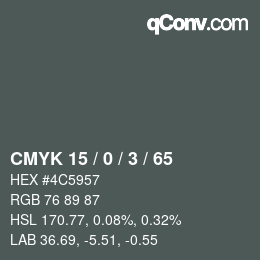 Código de color: CMYK 15 / 0 / 3 / 65 | qconv.com