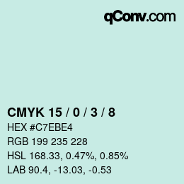 カラーコード: CMYK 15 / 0 / 3 / 8 | qconv.com