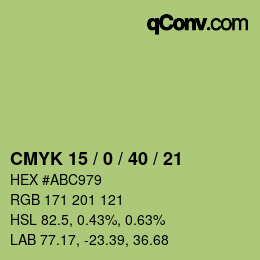 Color code: CMYK 15 / 0 / 40 / 21 | qconv.com