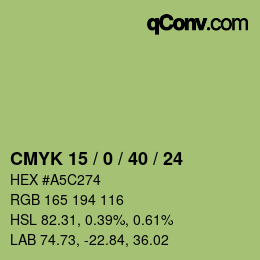 Color code: CMYK 15 / 0 / 40 / 24 | qconv.com