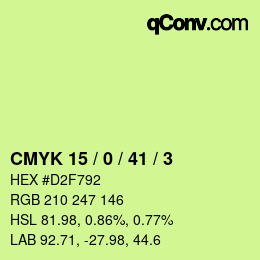 Color code: CMYK 15 / 0 / 41 / 3 | qconv.com
