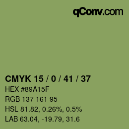 Color code: CMYK 15 / 0 / 41 / 37 | qconv.com