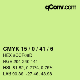 カラーコード: CMYK 15 / 0 / 41 / 6 | qconv.com