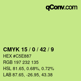 カラーコード: CMYK 15 / 0 / 42 / 9 | qconv.com