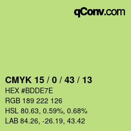 Color code: CMYK 15 / 0 / 43 / 13 | qconv.com