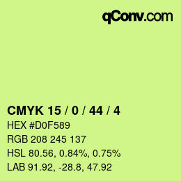 カラーコード: CMYK 15 / 0 / 44 / 4 | qconv.com