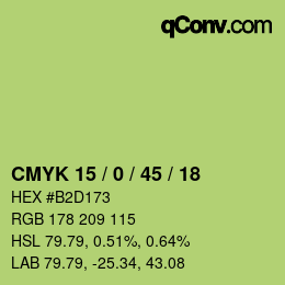 Color code: CMYK 15 / 0 / 45 / 18 | qconv.com