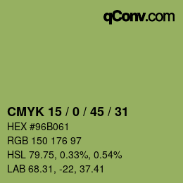 Farbcode: CMYK 15 / 0 / 45 / 31 | qconv.com