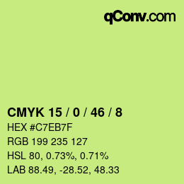 Color code: CMYK 15 / 0 / 46 / 8 | qconv.com