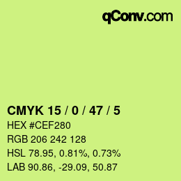 Color code: CMYK 15 / 0 / 47 / 5 | qconv.com