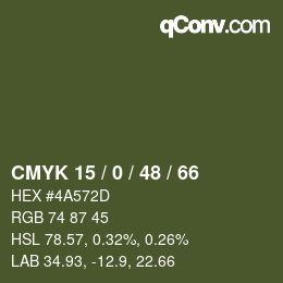 颜色代码: CMYK 15 / 0 / 48 / 66 | qconv.com