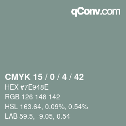 Color code: CMYK 15 / 0 / 4 / 42 | qconv.com
