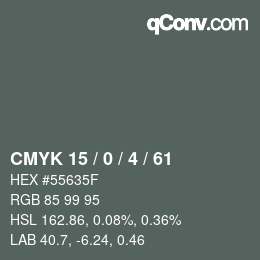 Color code: CMYK 15 / 0 / 4 / 61 | qconv.com