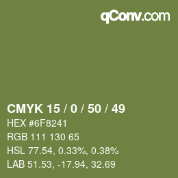 Farbcode: CMYK 15 / 0 / 50 / 49 | qconv.com
