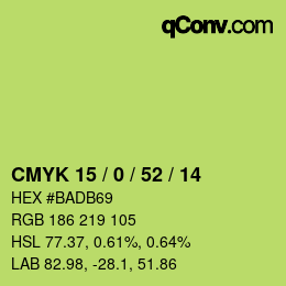 カラーコード: CMYK 15 / 0 / 52 / 14 | qconv.com
