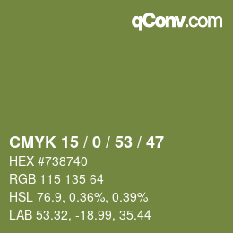 颜色代码: CMYK 15 / 0 / 53 / 47 | qconv.com