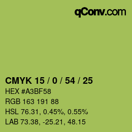 カラーコード: CMYK 15 / 0 / 54 / 25 | qconv.com