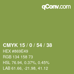 Farbcode: CMYK 15 / 0 / 54 / 38 | qconv.com