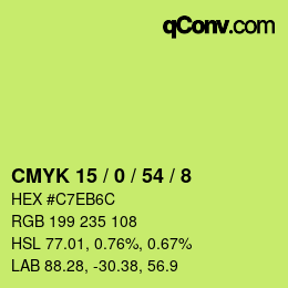 Color code: CMYK 15 / 0 / 54 / 8 | qconv.com