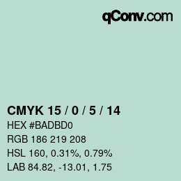 Color code: CMYK 15 / 0 / 5 / 14 | qconv.com