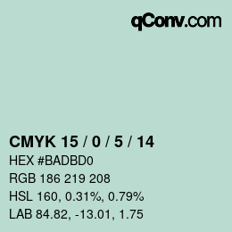 カラーコード: CMYK 15 / 0 / 5 / 14 | qconv.com