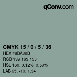 Color code: CMYK 15 / 0 / 5 / 36 | qconv.com