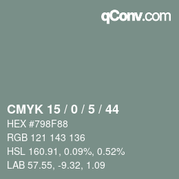 Código de color: CMYK 15 / 0 / 5 / 44 | qconv.com