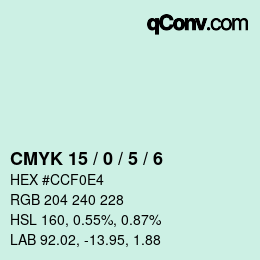 Color code: CMYK 15 / 0 / 5 / 6 | qconv.com