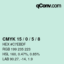 Color code: CMYK 15 / 0 / 5 / 8 | qconv.com