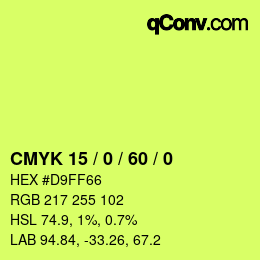 カラーコード: CMYK 15 / 0 / 60 / 0 | qconv.com