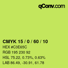 カラーコード: CMYK 15 / 0 / 60 / 10 | qconv.com